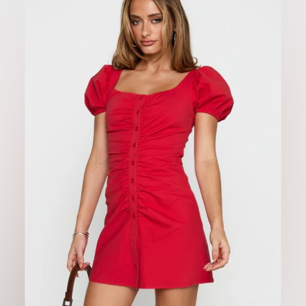 Princess Polly Vibrant Red Ruched Dress